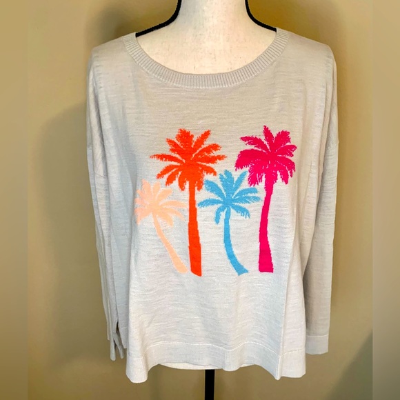 Loft Women’s Medium Lightweight Palm Tree Sweater - Picture 1 of 5